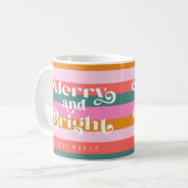 Mug Joyeux et brillant Grille de Noël moderne sur mesu (Devant gauche)