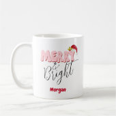 Mug Joyeux et brillant Noël Retro Rouge rose Ajouter u (Gauche)