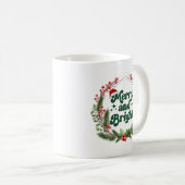 Mug Joyeux et brillant rouge blanc vert doux Noël (Devant droit)