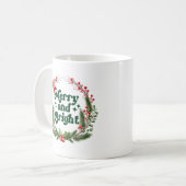 Mug Joyeux et brillant rouge blanc vert doux Noël (Devant gauche)
