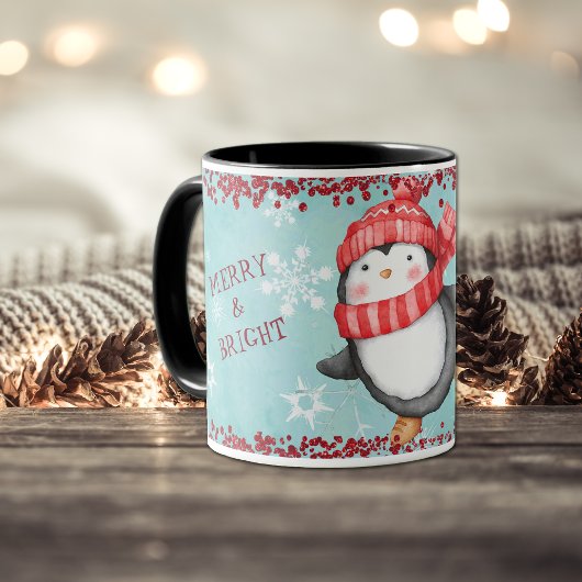 Mug Joyeux et brillants petits pingouins de Noël