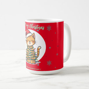 Mug Joyeux et lumineux chat Noël chaton neige hiver