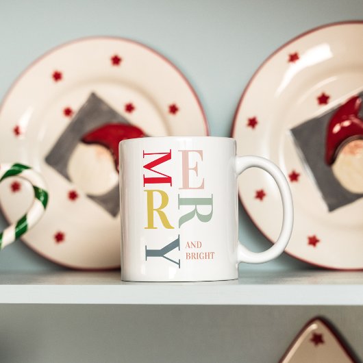 Mug Joyeux et lumineux coloré moderne | Joyeuses fêtes