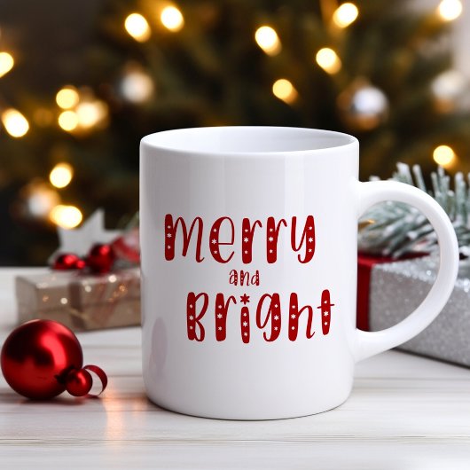 Mug Joyeux Et Lumineux Festif Rouge De Noël