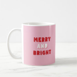 Mug Joyeux et lumineux, Joyeux Noël, Noël, Rose