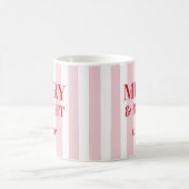 Mug Joyeux et lumineux Noël rose moderne rayé (Centre)