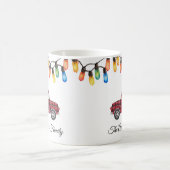 Mug Joyeux feu de Noël Ampoules camion-arbre Nom de fa (Centre)