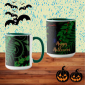 Mug Joyeux feuillage botanique Halloween vert foncé