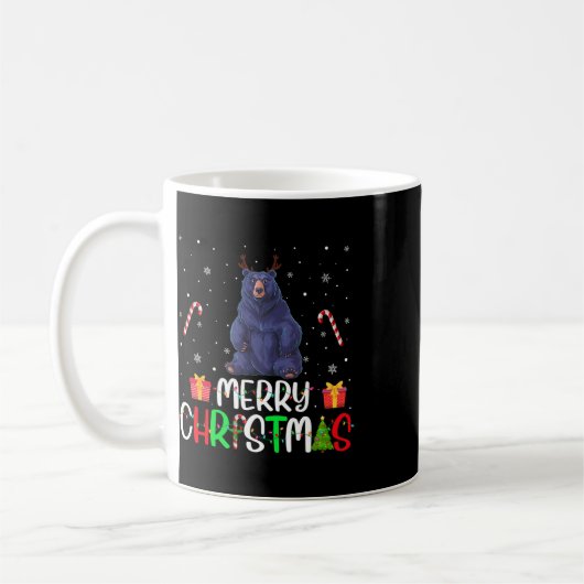 Mug Joyeux feux de Noël Ours Reindeer Casquette Xmas P (Gauche)