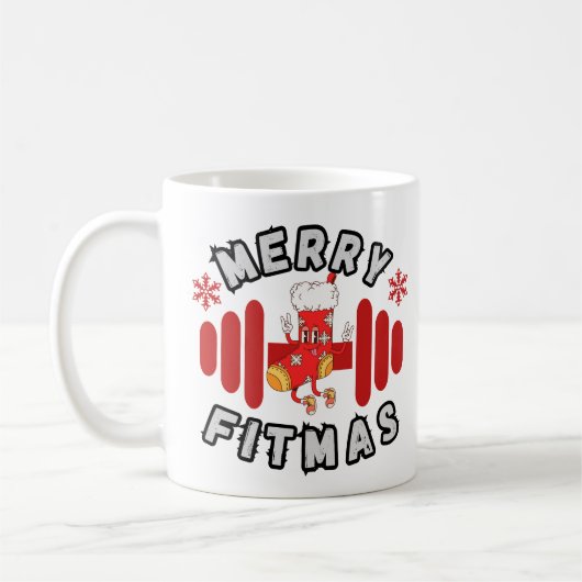 Mug Joyeux Fitmas Noël Fitness Barbell Design (Gauche)