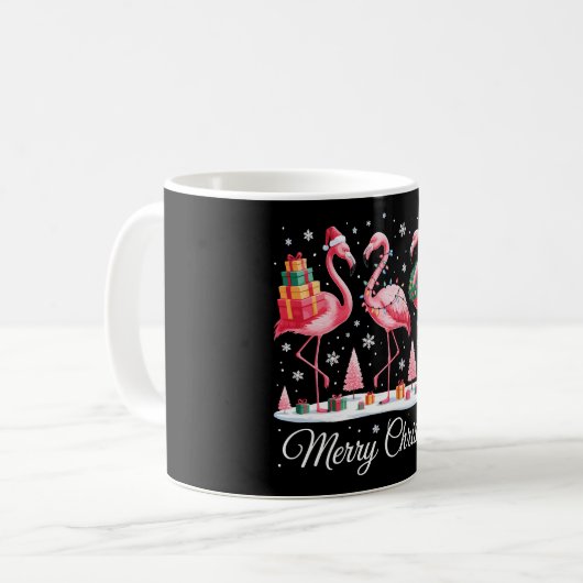 Mug Joyeux Flamant rose de Noël Lumière Noël Noël Noël (Devant gauche)