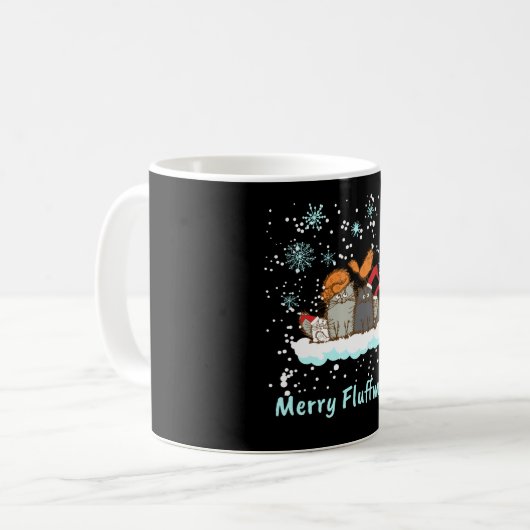 Mug Joyeux Fluffmas Noël Chat Noël présent (Devant gauche)