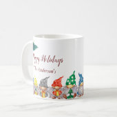 Mug Joyeux gnomes colorés élégante vacances de script (Devant gauche)