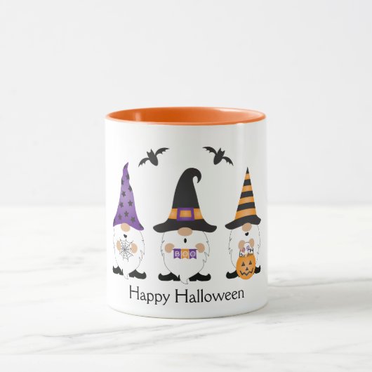Mug Joyeux Gnomes d'Halloween violet orange (Centre)