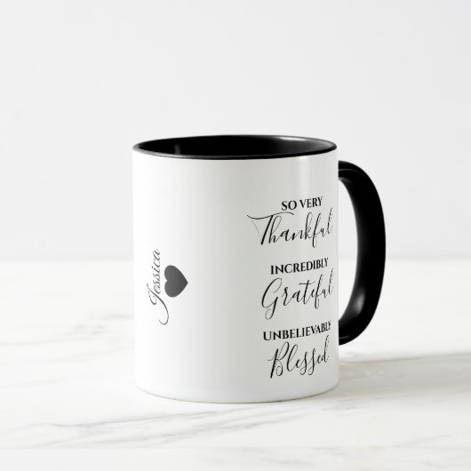 Mug Joyeux, Gratuit, Blessé Script (Devant droit)