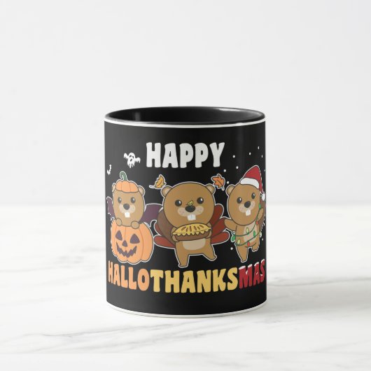 Mug Joyeux Hallothanksmas Beaver Beaver Christmas Beav (Centre)