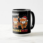 Mug Joyeux Hallothanksmas Pandas Noël Panda Rouge (Devant droit)