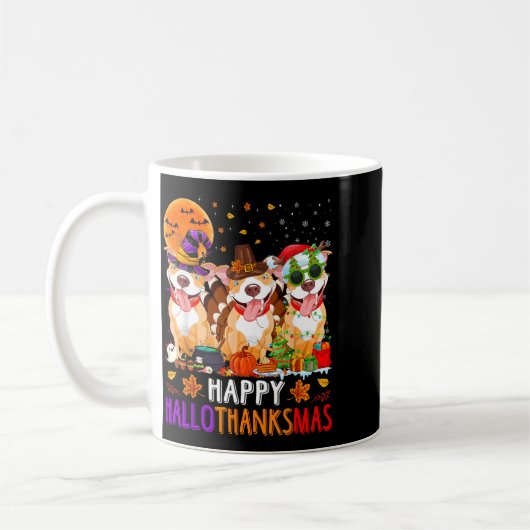 Mug Joyeux Hallothanksmas Pitbull Chien Halloween (Gauche)