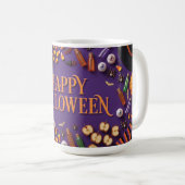 Mug Joyeux Halloween à plat sur fond violet (Devant droit)