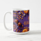 Mug Joyeux Halloween à plat sur fond violet (Gauche)