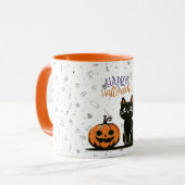 Mug Joyeux Halloween chat & citrouille (Devant gauche)