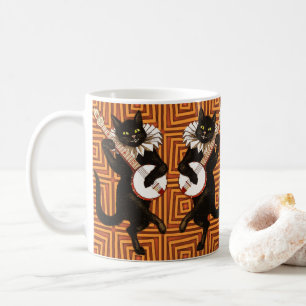 Mug Joyeux Halloween Chat noir Banjo Arrière - plan o