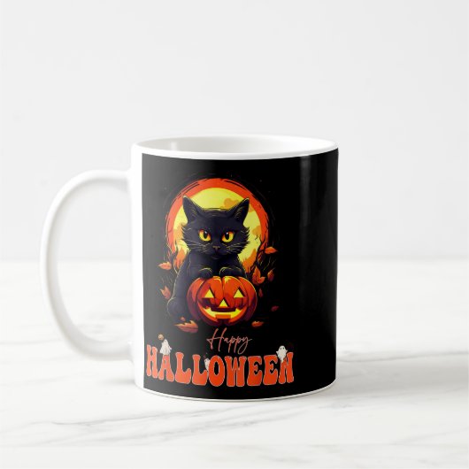 Mug Joyeux Halloween Chat Noir Chat Effrayant Citrouil (Gauche)