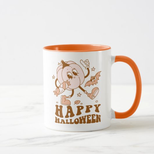Mug Joyeux Halloween| Citrouille de points de Polka ré (Droite)