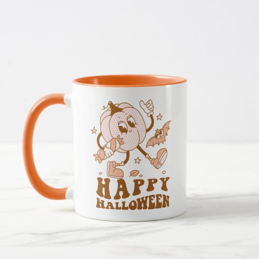 Mug Joyeux Halloween| Citrouille de points de Polka ré (Gauche)