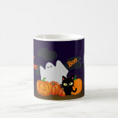 Mug Joyeux Halloween : Citrouille et Chat Noir Mignons (Centre)