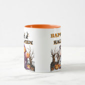 Mug Joyeux Halloween Citrouille Sorcière Café (Centre)
