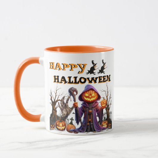 Mug Joyeux Halloween Citrouille Sorcière Café (Gauche)