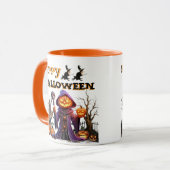 Mug Joyeux Halloween Citrouille Sorcière Café (Devant gauche)