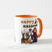 Mug Joyeux Halloween Citrouille Sorcière Café (Devant droit)
