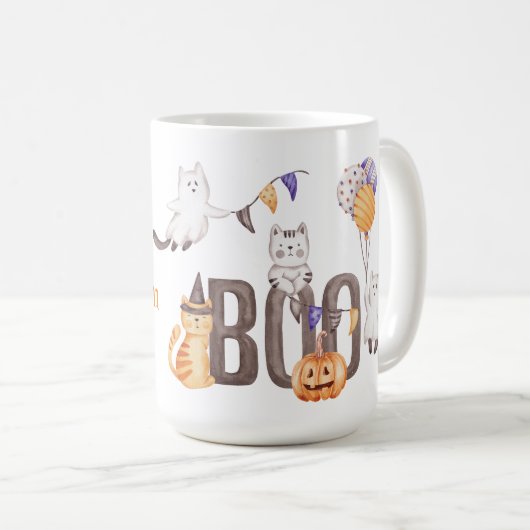 Mug Joyeux Halloween | CUTE CUTE KITTENS & BOO (Devant droit)