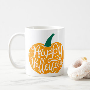 Mug Joyeux Halloween lettrage sur citrouille sculptée