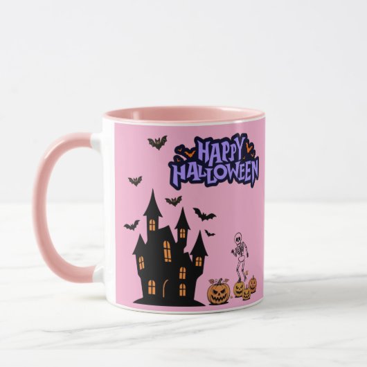 Mug Joyeux Halloween rose clair (Gauche)