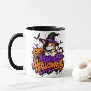 Mug Joyeux Halloween Sorcière Chat Calico
