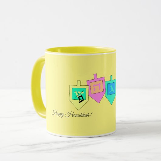 Mug Joyeux Hanouka Anglais Hébreu (Devant gauche)