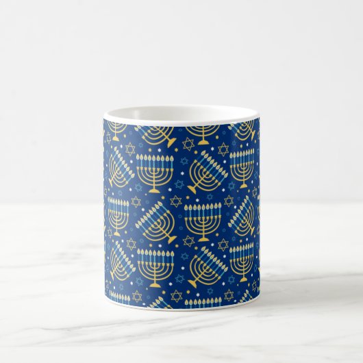 Mug Joyeux Hanoukka Etoile juive Menorah Bleu Chanukah (Centre)