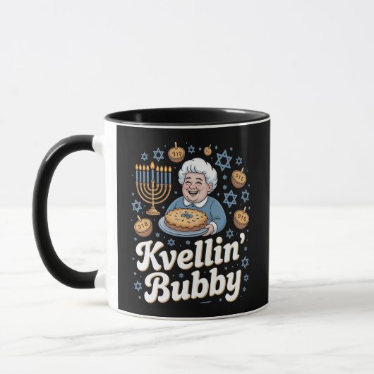 Mug Joyeux Hanoukka Funny Juif Vacances Kvellin Bubby (Gauche)
