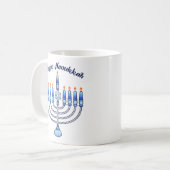 Mug Joyeux Hanoukka Menorah Juif Juif Cute bougies (Devant gauche)