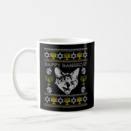 Mug Joyeux Hanukcat Hannukah Chat juif Noël laid (Gauche)