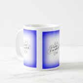 Mug Joyeux Hanukkah à fond bleu blanc 2 tons (Devant gauche)