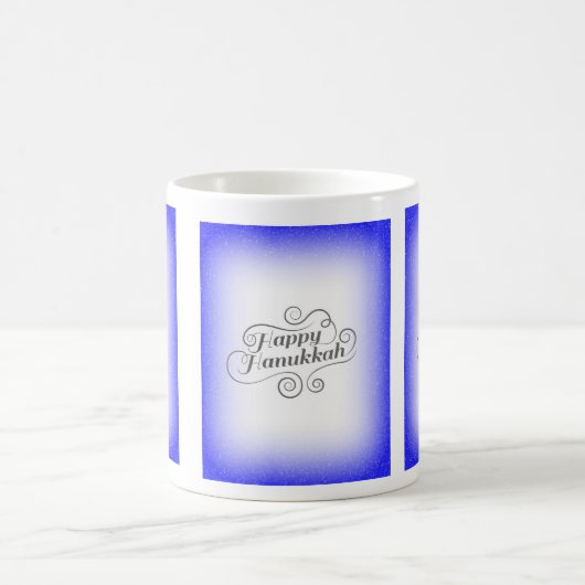 Mug Joyeux Hanukkah à fond bleu blanc 2 tons (Centre)