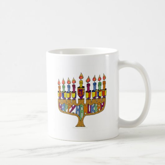 Mug Joyeux Hanukkah Toupies Menorah (Droite)