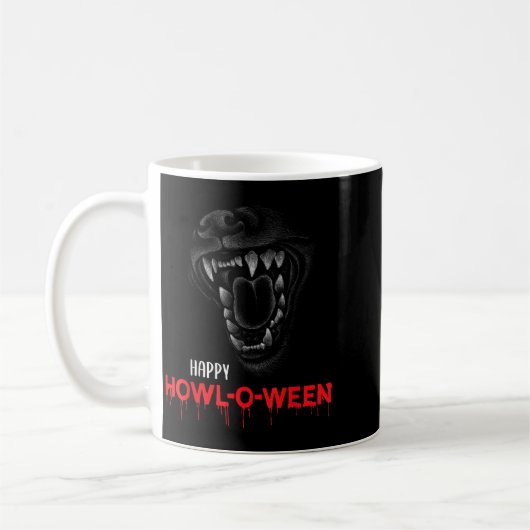 Mug Joyeux Howl-O-Ween Chien Hurleur Effrayant Dent de (Gauche)