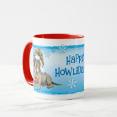 Mug Joyeux Howlidays À poils durs Dachshund (Devant gauche)