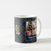 Mug Joyeux Howlidays Chien Bleu Vert Rouge Rouge Plaid (Devant droit)
