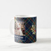 Mug Joyeux Howlidays Chien Bleu Vert Rouge Rouge Plaid (Devant gauche)